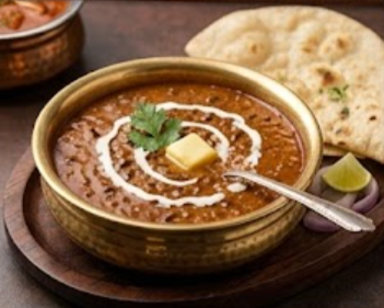 Dal makhani with butter and naan