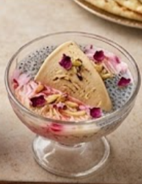 Kulfi falooda with rose petals and vermicelli