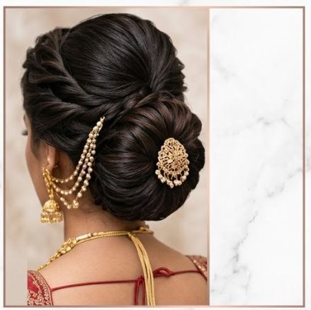 Elegant bridal hair updo with accessories