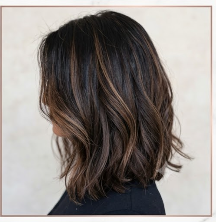 Textured lob haircut with highlights